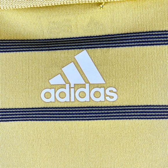 Adidas ClimaCool Wicking Golf Polo Short Sleeve Shirt Men’s Large Yellow Navy - Picture 5 of 13